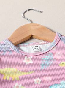 Bộ đồ ngủ cho bé Hoa Khủng long - Hồng - Xem 3