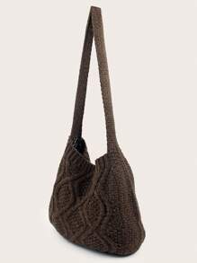 女士夏季沙滩包白色包钩针包，大容量手提包，时尚托特包，女士包包，斜挎包，度假旅行包，午餐包，女士旅行必备品，适合学校大学生，商务女士，服装搭配，野餐配件，购物节必备品，教师礼物，婚礼伴娘礼物 - 咖啡棕 - 查看 4