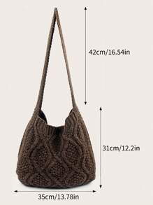 女士夏季沙滩包白色包钩针包，大容量手提包，时尚托特包，女士包包，斜挎包，度假旅行包，午餐包，女士旅行必备品，适合学校大学生，商务女士，服装搭配，野餐配件，购物节必备品，教师礼物，婚礼伴娘礼物 - 咖啡棕 - 查看 8