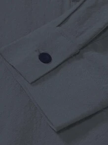 NITAGUT Men Half Button Pocket Patched Shirt - Dark Grey - View 5