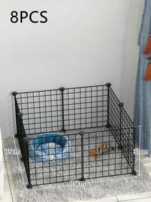 8入組鐵線格寵物圍欄面板適用於貓和狗狗籠子障礙 - 黑色 - 查看 1