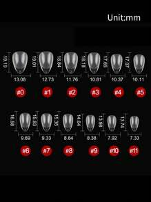 240入組短形杏仁形透明假指甲按壓式指甲油，美甲用品 - 無色 - 查看 6