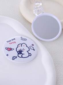 兔子印花折叠镜、化妆、便宜、房间装饰、梳妆台、旅行、卧室、化妆配件、镜子、梳妆镜、迷你镜、小镜子、小镜子、手镜 - 彩色 - 查看 2