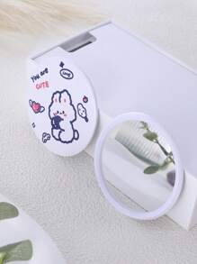 兔子印花折叠镜、化妆、便宜、房间装饰、梳妆台、旅行、卧室、化妆配件、镜子、梳妆镜、迷你镜、小镜子、小镜子、手镜 - 彩色 - 查看 4