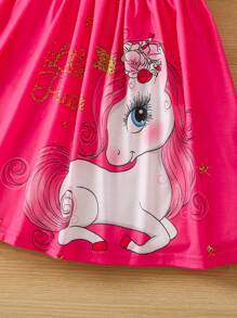 Cô Gái Trẻ Hoạt hình Thời gian rảnh rỗi Dễ thương Kỳ lân Ngắn tay Vòng cổ Áo thun Và Bộ quần short , Mùa hè - Nhiều màu - Xem 3