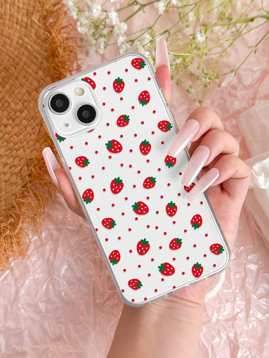 草莓圖案透明手機殼 - 彩色 - 查看 1