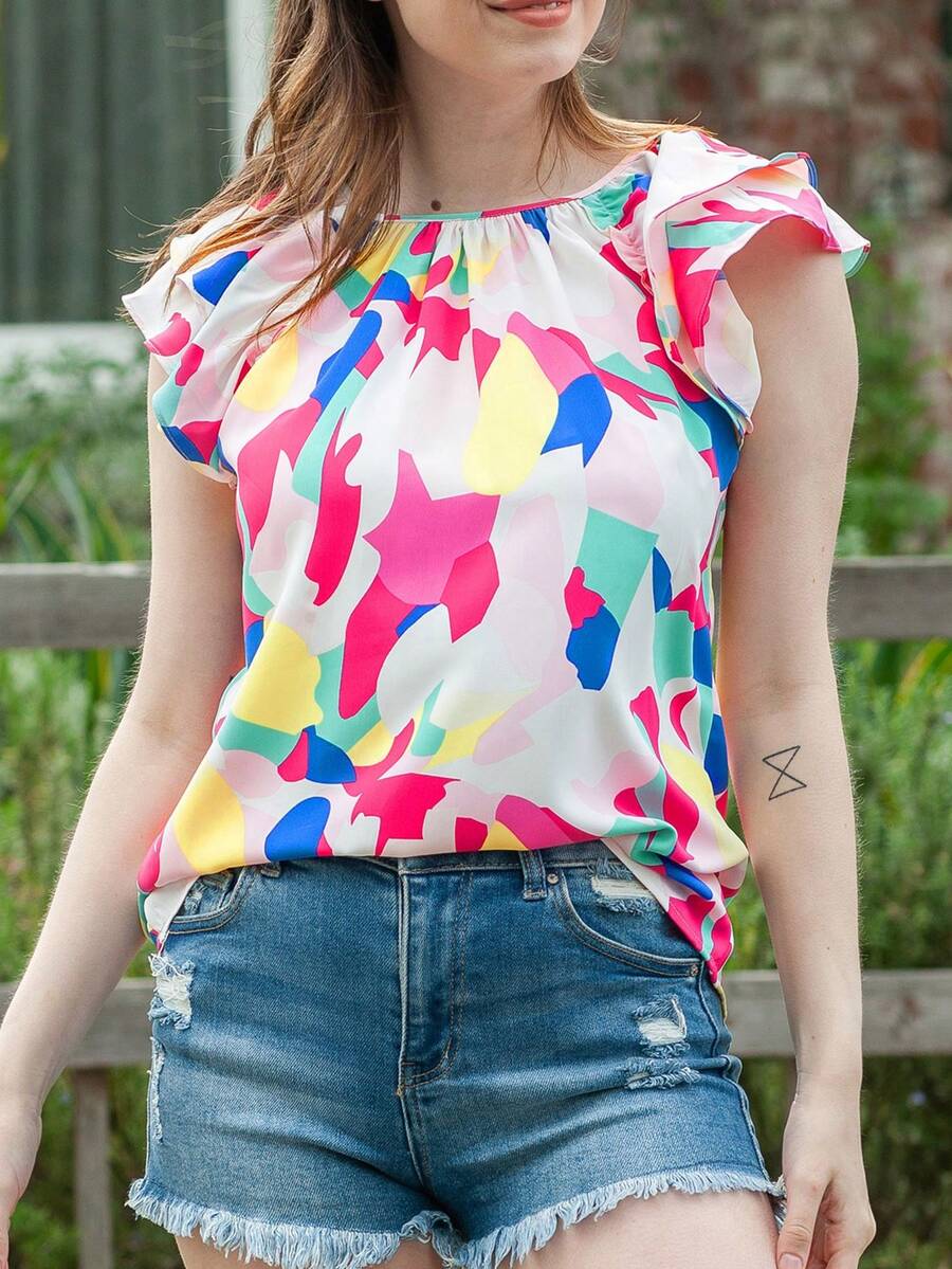 CILKOO Áo sơ mi nữ Xù Tất cả trên in Giải trí - Nhiều màu - Xem 1