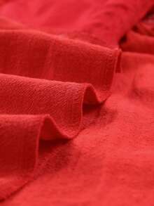 CILKOO Bow Shoulder Ruffle Hem Wide Strap Top - Red - View 5