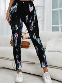 紮染緊身牛仔褲 - 黑色 - 查看 1