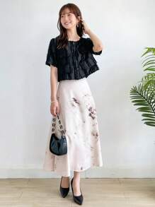 DAZY 水洗染高腰a字裙 - 杏色 - 查看 5