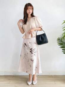 DAZY 水洗染高腰a字裙 - 杏色 - 查看 6