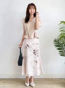 DAZY 水洗染高腰a字裙 - 杏色 - 查看 7