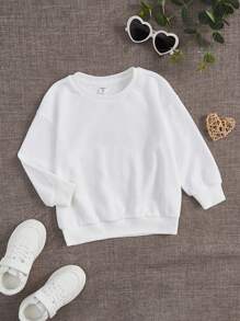 SHEIN Toddler Girls Heart & Slogan Graphic Sweatshirt - White - View 2