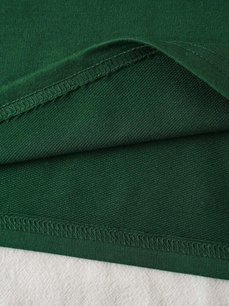 INAWLY Letter Graphic Contrast Collar Polo Shirt Graphic Tees Women Tops - Dark Green - View 4