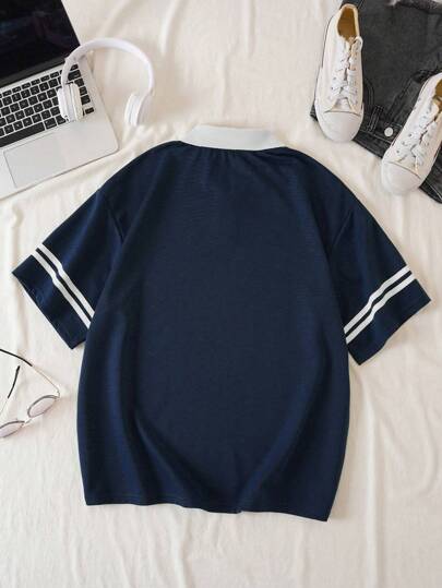 INAWLY レター グラフィック コントラストカラー Tシャツ グラフィックTシャツ レディーストップス