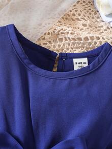 Baby Kleid mit einfarbig Fledermausärmeln, Falten am Saum,