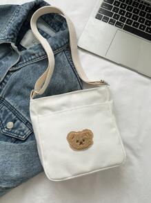 1 件女式黑白帆布单肩包，休闲迷你斜挎钱包，可爱手机零钱包，适合学生旅行 - 白色 - 查看 1