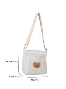 1 件女式黑白帆布单肩包，休闲迷你斜挎钱包，可爱手机零钱包，适合学生旅行 - 白色 - 查看 8