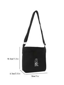 1 chiếc túi đeo chéo vải canvas nhỏ màu đen và trắng dành cho nữ, ví điện thoại mini dễ thương, túi đựng tiền xu, túi du lịch cho học sinh - màu đen - Xem 3