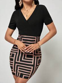 SHEIN Clasi 幾何印花緊身洋裝 - 彩色 - 查看 4