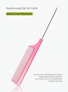 Peine de cola de rata de material PP resistente al calor, simple y de 1 pieza para separar y teñir el cabello, cepillo de cabello, cepillo, cepillos de cabello, cepillo de bordes, cepillo de cabello, peine de cabello, peine de cabello, cepillo desenredante, cepillo de bola, mini cepillo de cabello, juego de cepillos de cabello, peine de madera - Rosa - Ver 2