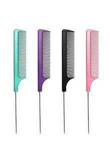 Peine de cola de rata de material PP resistente al calor, simple y de 1 pieza para separar y teñir el cabello, cepillo de cabello, cepillo, cepillos de cabello, cepillo de bordes, cepillo de cabello, peine de cabello, peine de cabello, cepillo desenredante, cepillo de bola, mini cepillo de cabello, juego de cepillos de cabello, peine de madera - Rosa - Ver 1