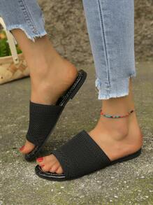 Xăng đan trượt đơn tối giản dành cho nữ, Xăng đan đế bằng mùa hè thanh lịch - màu đen - Xem 2