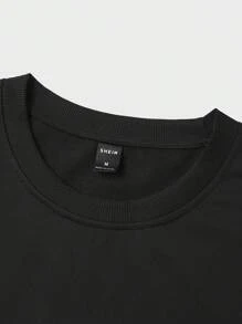 Manfinity Homme Men Solid Tee & Drawstring Waist Shorts Set For Summer, Cozy Outfits - Black - View 4