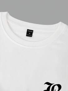 Manfinity EMRG Siêu-lỏng Phù hợp Nam Đồ họa Chữ cái Thả vai Áo thun - trắng - Xem 3