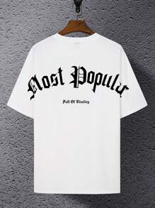 Manfinity EMRG Siêu-lỏng Phù hợp Nam Đồ họa Chữ cái Thả vai Áo thun - trắng - Xem 6