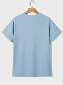 Manfinity NiteLyfe Men Solid Drop Shoulder Tee - Baby Blue - View 4
