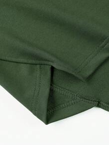 Manfinity Homme Áo nỉ Nam Dây kéo Cao thấp Đắp vá Lá thư Giải trí - Màu xanh lá cây đậm - Xem 4