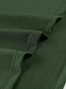 Manfinity Homme Áo nỉ Nam Dây kéo Cao thấp Đắp vá Lá thư Giải trí - Màu xanh lá cây đậm - Xem 6