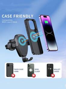 1入組15瓦無線手機車載支架 - 黑色 - 查看 7