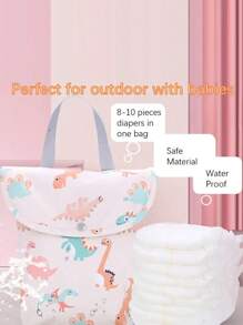 Túi đựng tã hoạt hình sành điệu Túi mẹ bằng polyester không thấm nước để đựng tã - Hồng - Xem 1