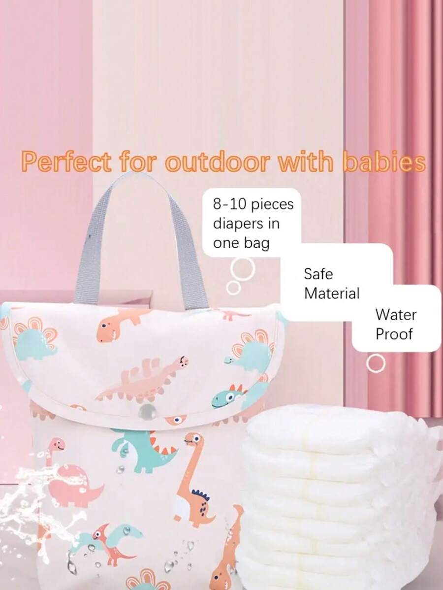 Túi đựng tã hoạt hình sành điệu Túi mẹ bằng polyester không thấm nước để đựng tã - Hồng - Xem 1