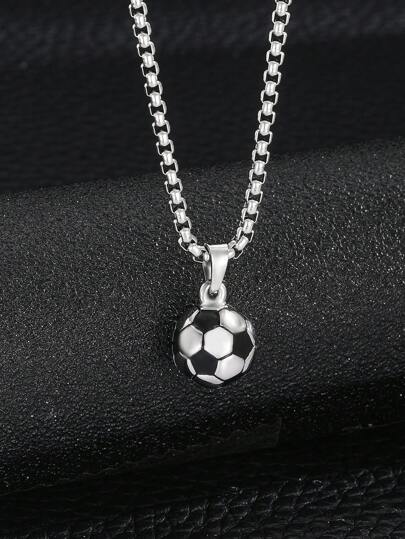 1 Pc Sporty Cool Stainless Steel Soccer Football Pendant Necklace Boys Girls Fashion Party Jewelry Gift