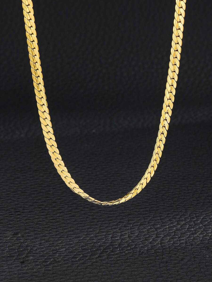 1pc Children's Minimalist Chain Necklace, Suitable As Gift - Yellow Gold - View 1