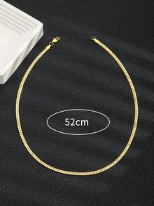 1pc Children's Minimalist Chain Necklace, Suitable As Gift - Yellow Gold - View 3
