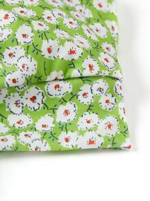 SHEIN VCAY Ditsy Floral Print Knot Front Cami Top - Lime Green - View 5