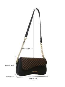 女性簡約純色pu斜背包,百搭款 - 黑色 - 查看 5