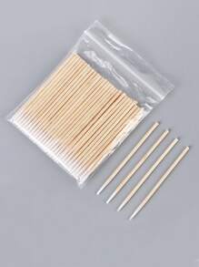 100 cọ siêu nhỏ dùng một lần, cọ trang điểm bằng gỗ siêu nhỏ không rụng để nối mi, dụng cụ tẩy keo dán mi, cọ nền, cọ che khuyết điểm, cọ má hồng, cọ tạo khối, cọ má hồng, cọ tạo khối, cọ phấn phủ, cọ nền, cọ má hồng - Màu be - Xem 1