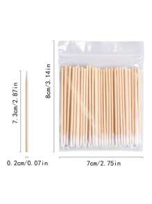 100 cọ siêu nhỏ dùng một lần, cọ trang điểm bằng gỗ siêu nhỏ không rụng để nối mi, dụng cụ tẩy keo dán mi, cọ nền, cọ che khuyết điểm, cọ má hồng, cọ tạo khối, cọ má hồng, cọ tạo khối, cọ phấn phủ, cọ nền, cọ má hồng - Màu be - Xem 6