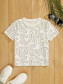 RueChic Toddler Boys Letter Graphic Tee - White - View 1