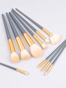 10入組/套淺灰色眼影和粉底刷,便攜式美容工具套裝 - 淺灰色 - 查看 1
