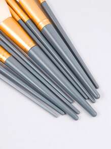 10入組/套淺灰色眼影和粉底刷,便攜式美容工具套裝 - 淺灰色 - 查看 4