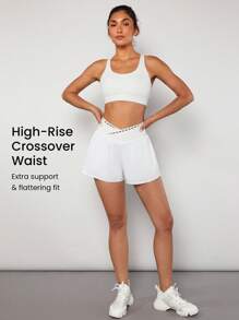 GLOWMODE 交叉流動2合1快乾短褲,透氣,適用於騎行,跑步,健身房錦標賽 - 白色 - 查看 6