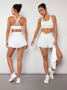 GLOWMODE 交叉流動2合1快乾短褲,透氣,適用於騎行,跑步,健身房錦標賽 - 白色 - 查看 7