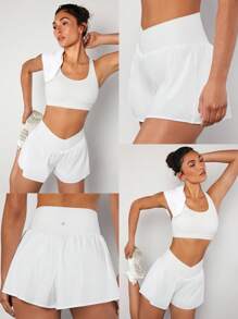 GLOWMODE 交叉流動2合1快乾短褲,透氣,適用於騎行,跑步,健身房錦標賽 - 白色 - 查看 8