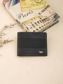 新款壓花男士PU皮革可折疊的男士皮夾黑色 - 黑色 - 查看 5